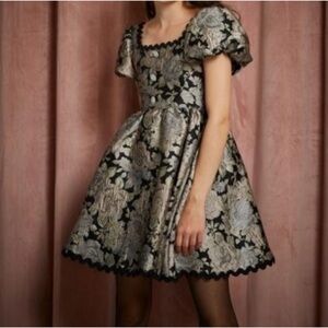 sister jane THE PEARL SPIN Spiral Jacquard Mini Dress Black and Grey Size M